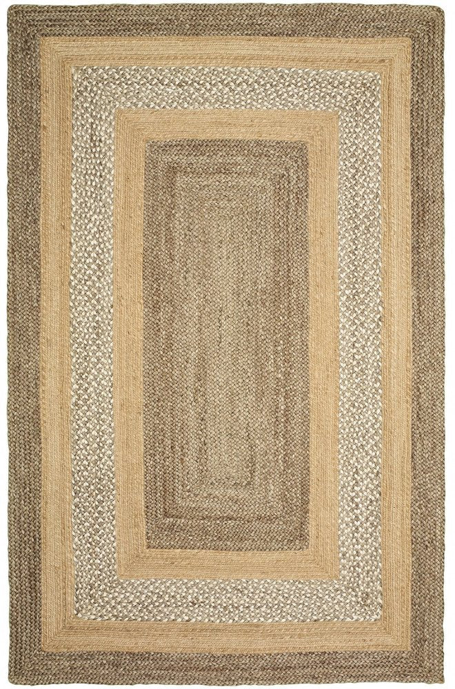 4' X 6' Tan and Beige Bordered Area Rug