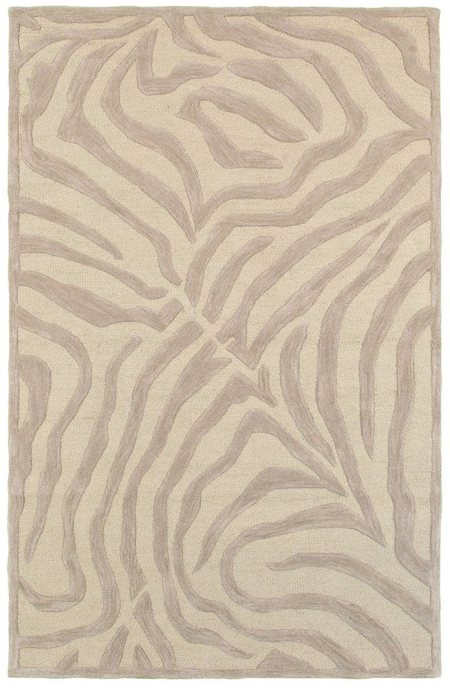8’ Round Taupe Zebra Pattern Area Rug