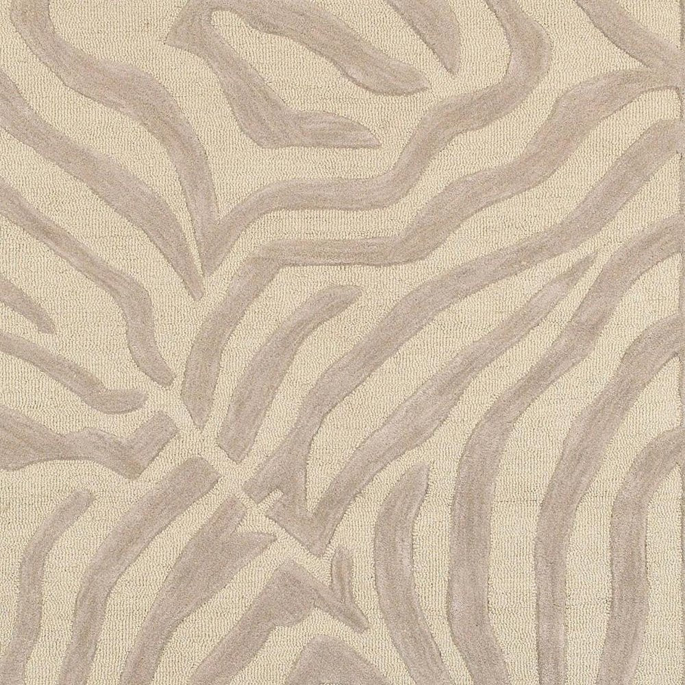 8’ Round Taupe Zebra Pattern Area Rug