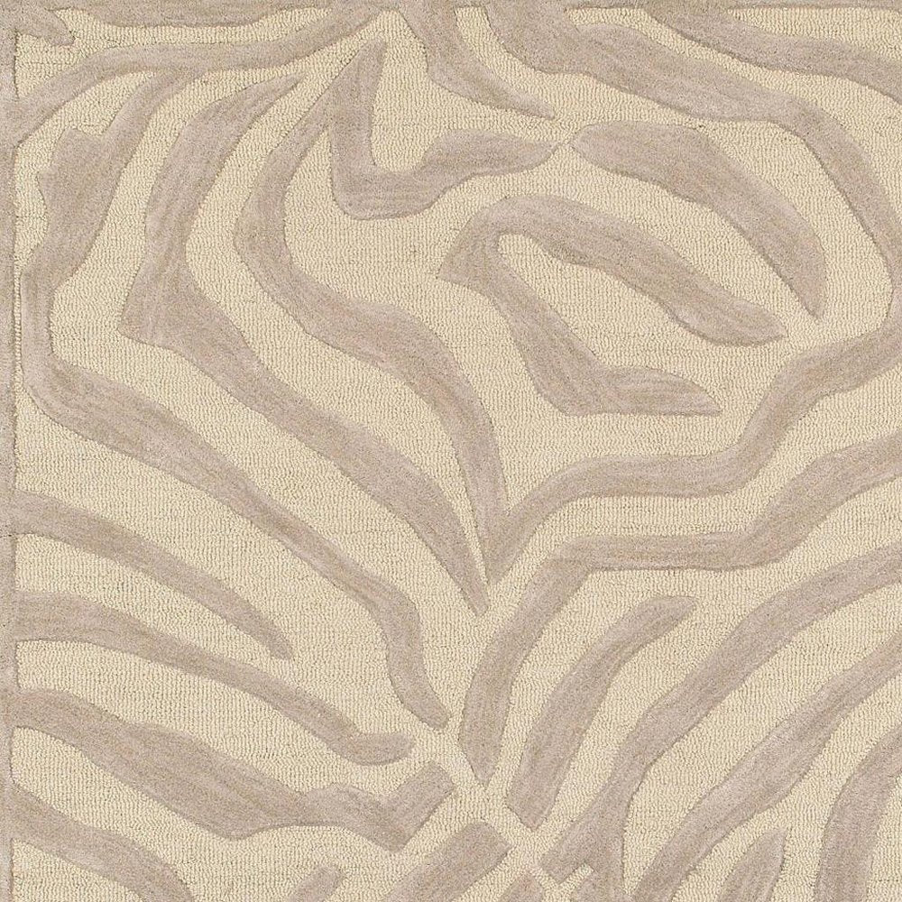 8’ Round Taupe Zebra Pattern Area Rug