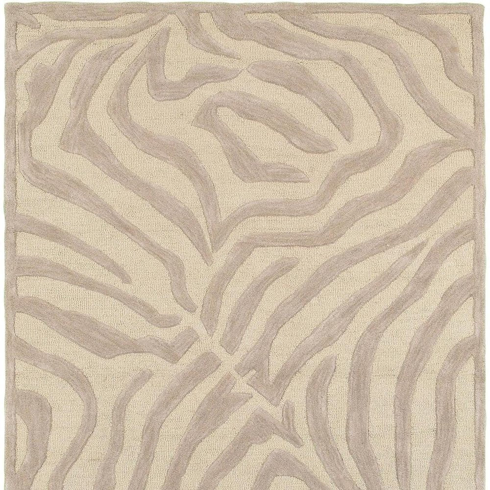 8’ Round Taupe Zebra Pattern Area Rug