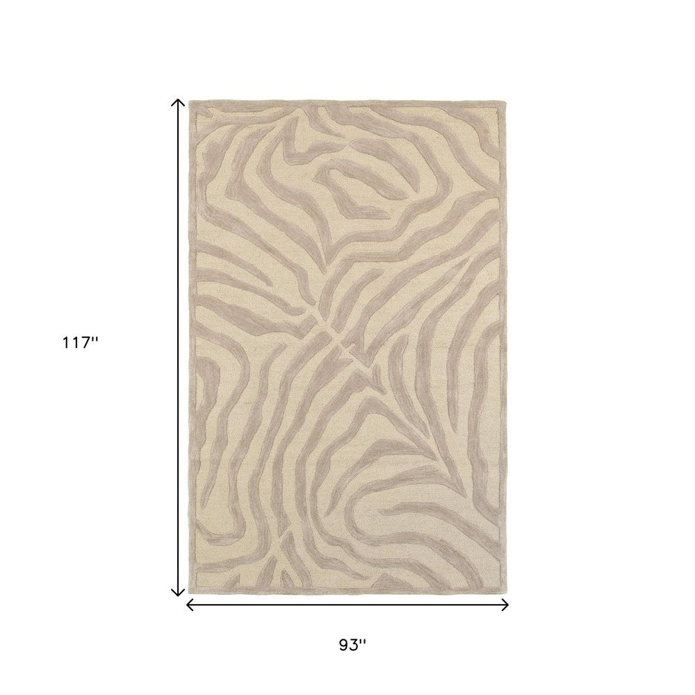 8’ Round Taupe Zebra Pattern Area Rug