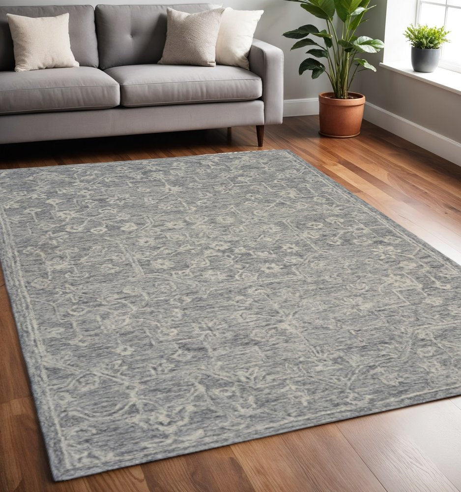 3' x 5' Gray Floral Finesse Area Rug