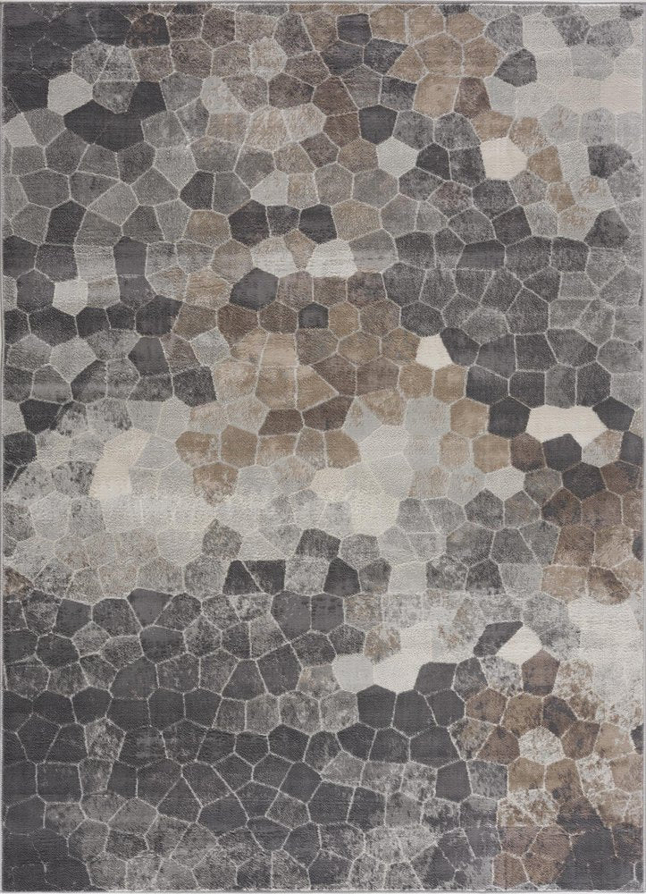 2' X 3' Beige Cobblestone Pattern Scatter Rug