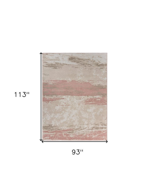 5' X 7' Ivory Beige and Blush Abstract Area Rug
