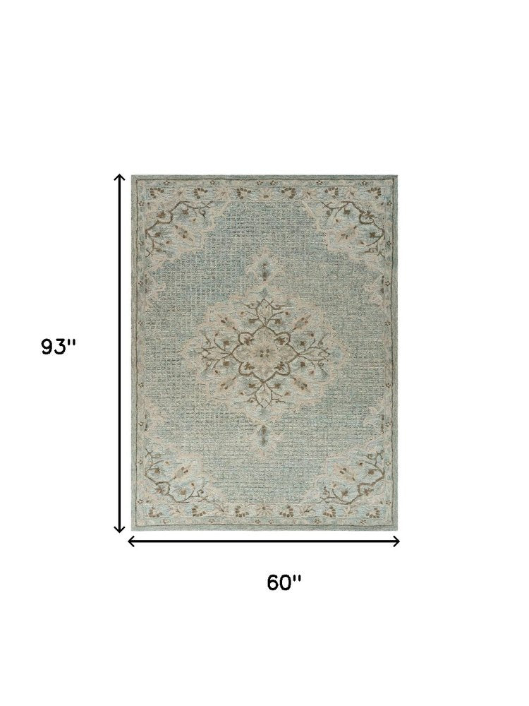 9' X 12' Blue Wool Hand Tufted Area Rug