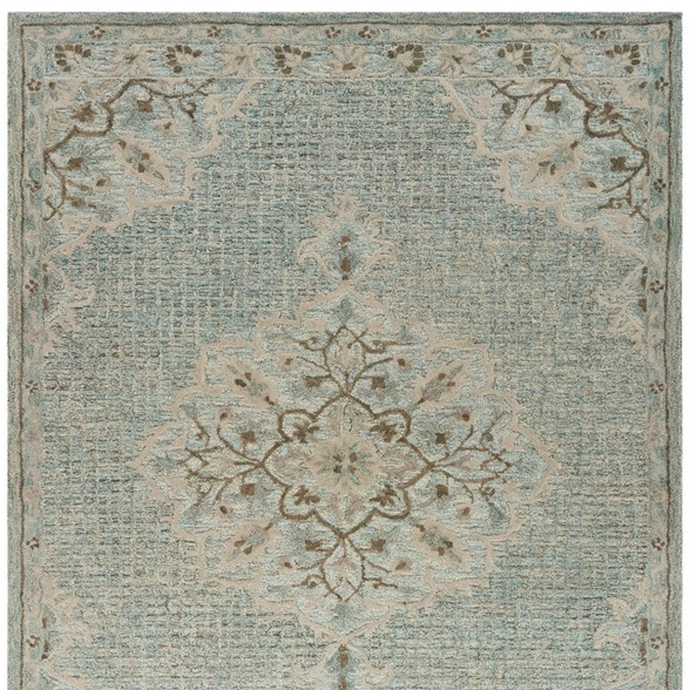 9' X 12' Blue Wool Hand Tufted Area Rug