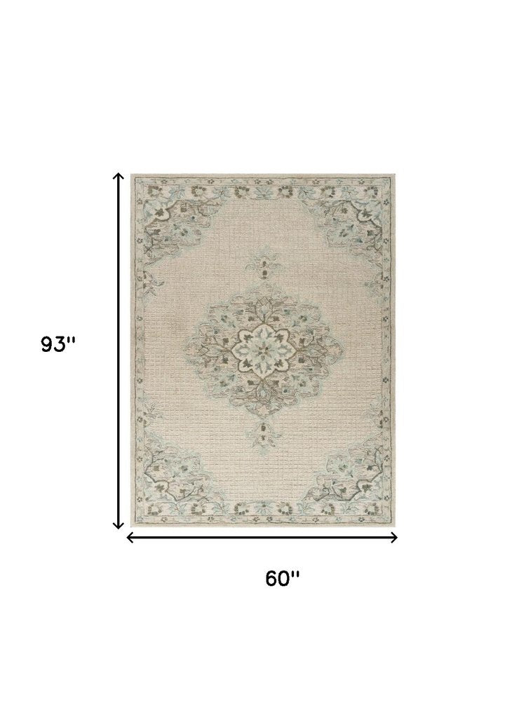8' X 10' Ivory Wool Handmade Area Rug