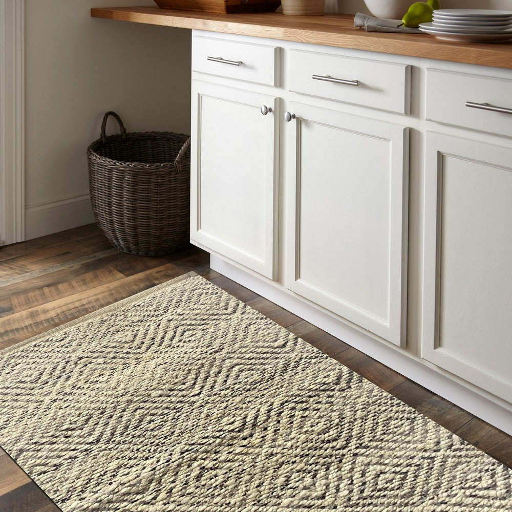 2' X 5' Tan And Gray Jute Hand Woven Area Rug