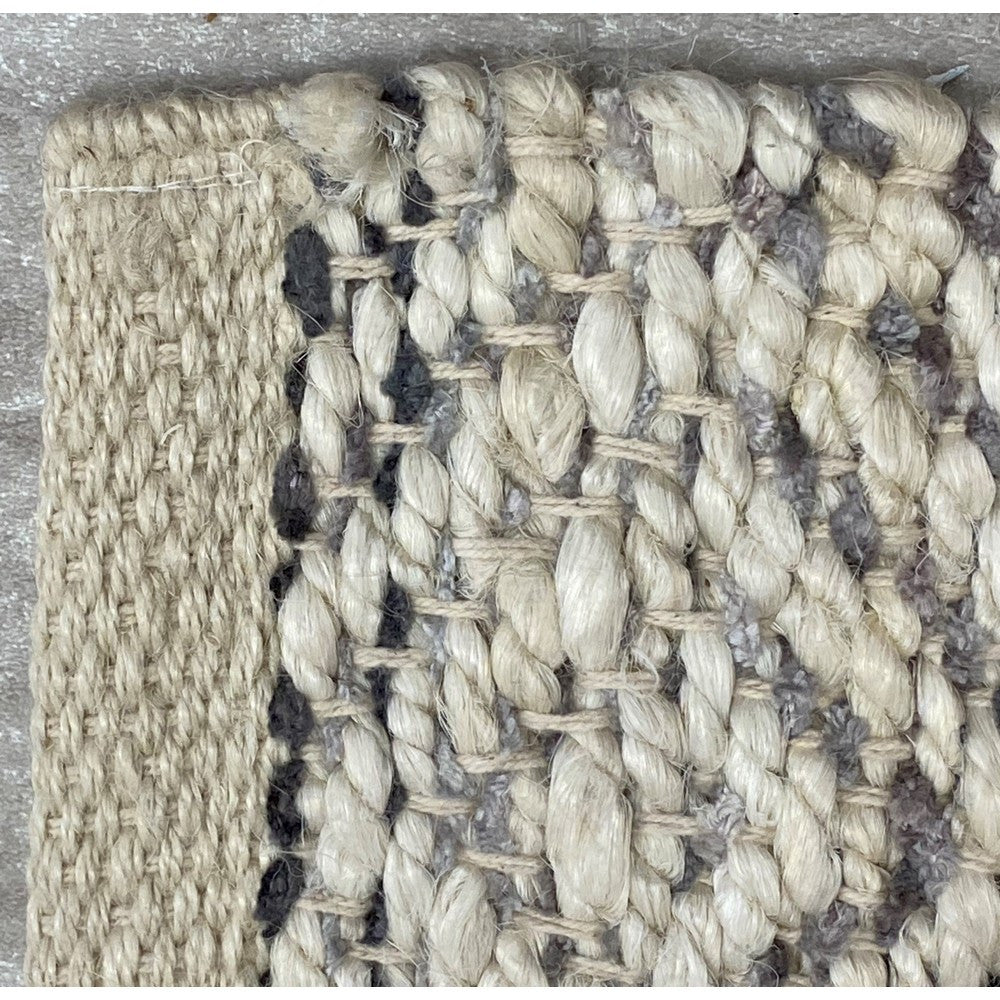 2' X 5' Tan And Gray Jute Hand Woven Area Rug