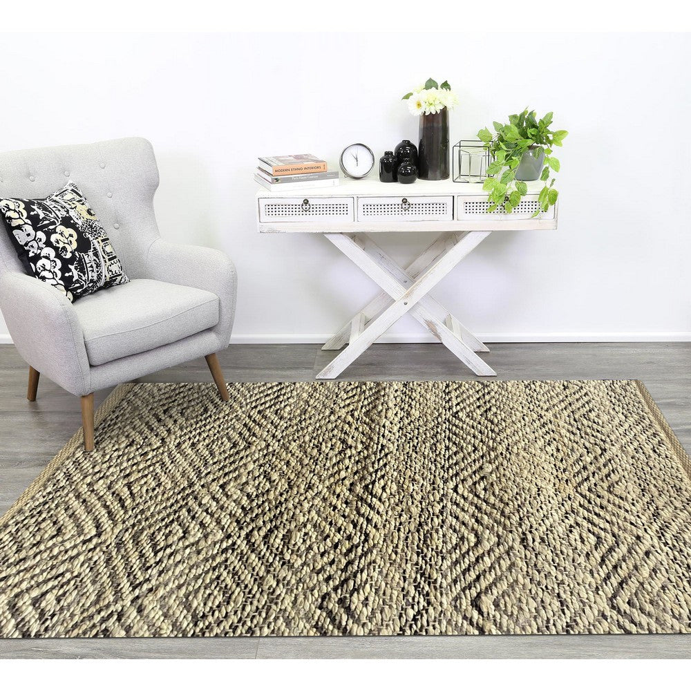 2' X 5' Tan And Gray Jute Hand Woven Area Rug