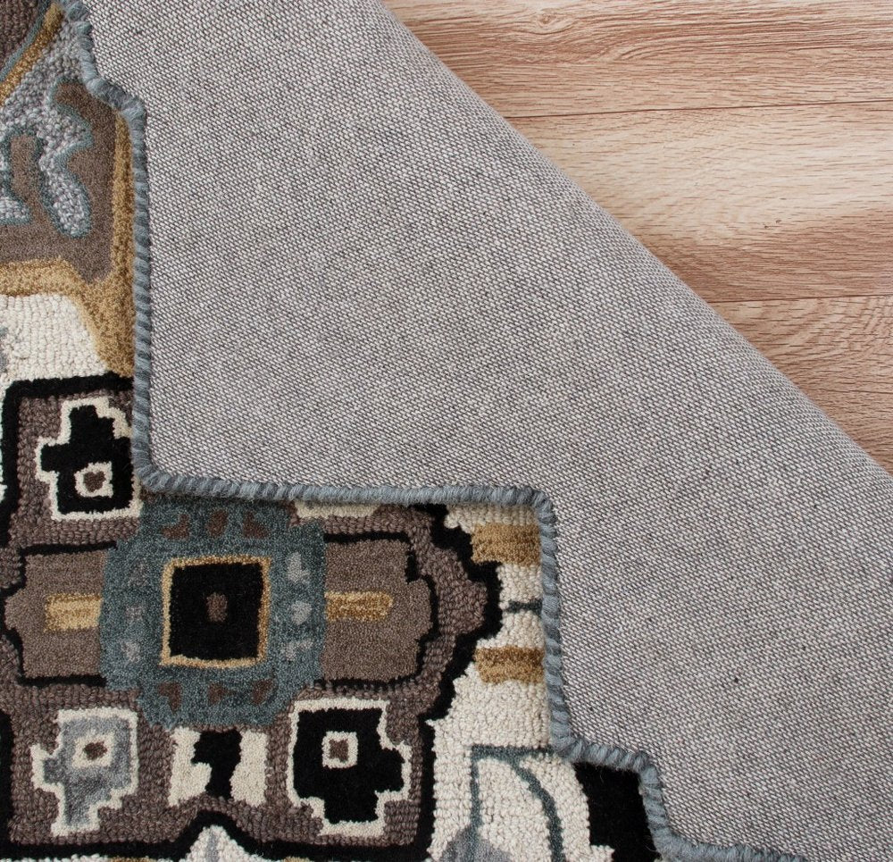 5' X 5' Blue And Red Wool Hand Tufted Area Rug