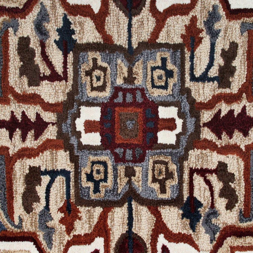 5' X 5' Blue And Red Wool Hand Tufted Area Rug
