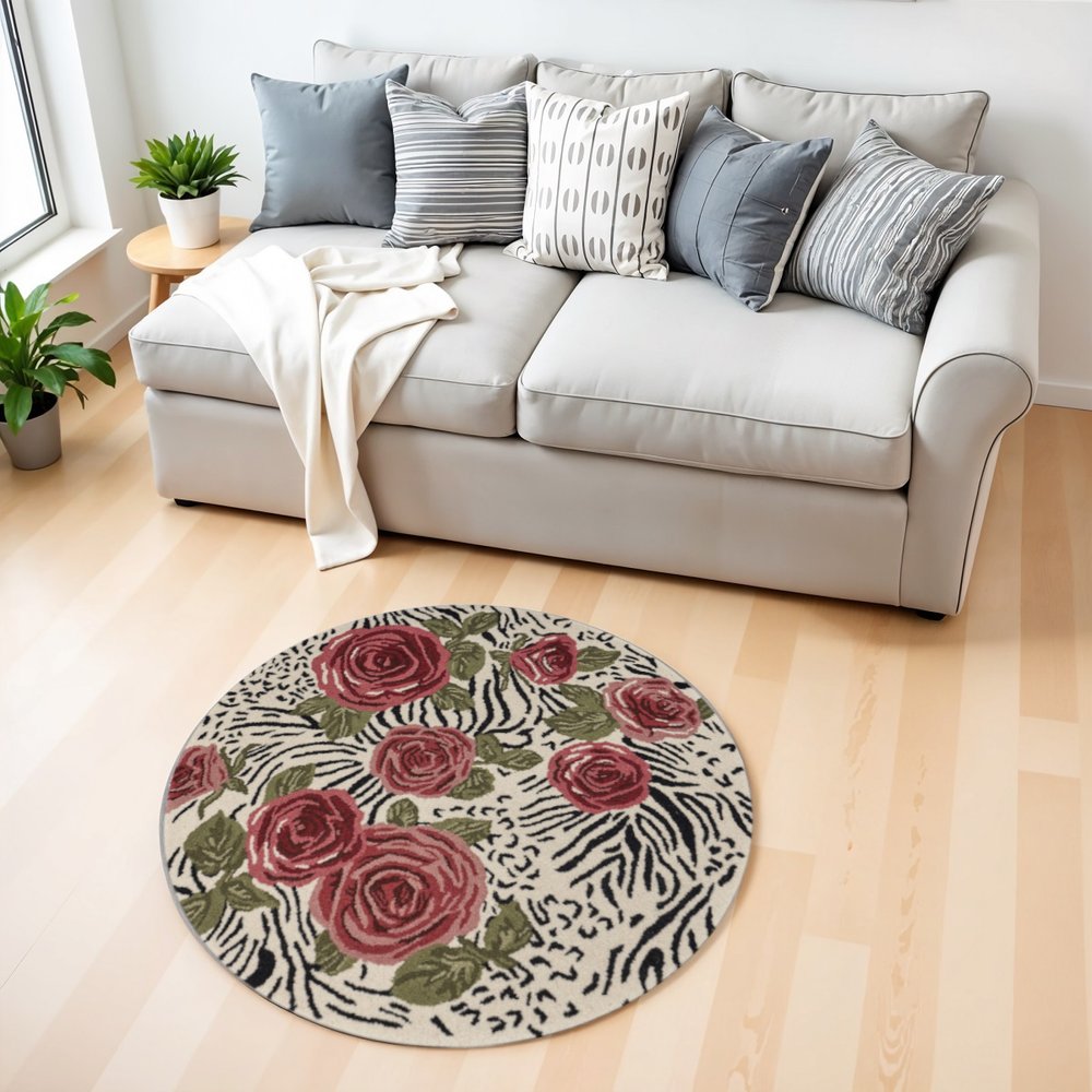 6' Rose Round Wool Hand Tufted Area Rug