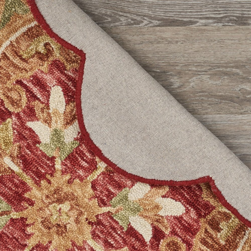 4' Red Wool Hand Hooked Round Rug