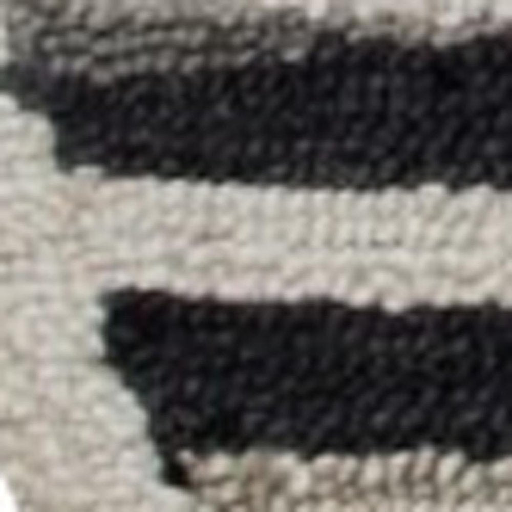 6' Black And Gray Round Wool Hand Tufted Area Rug