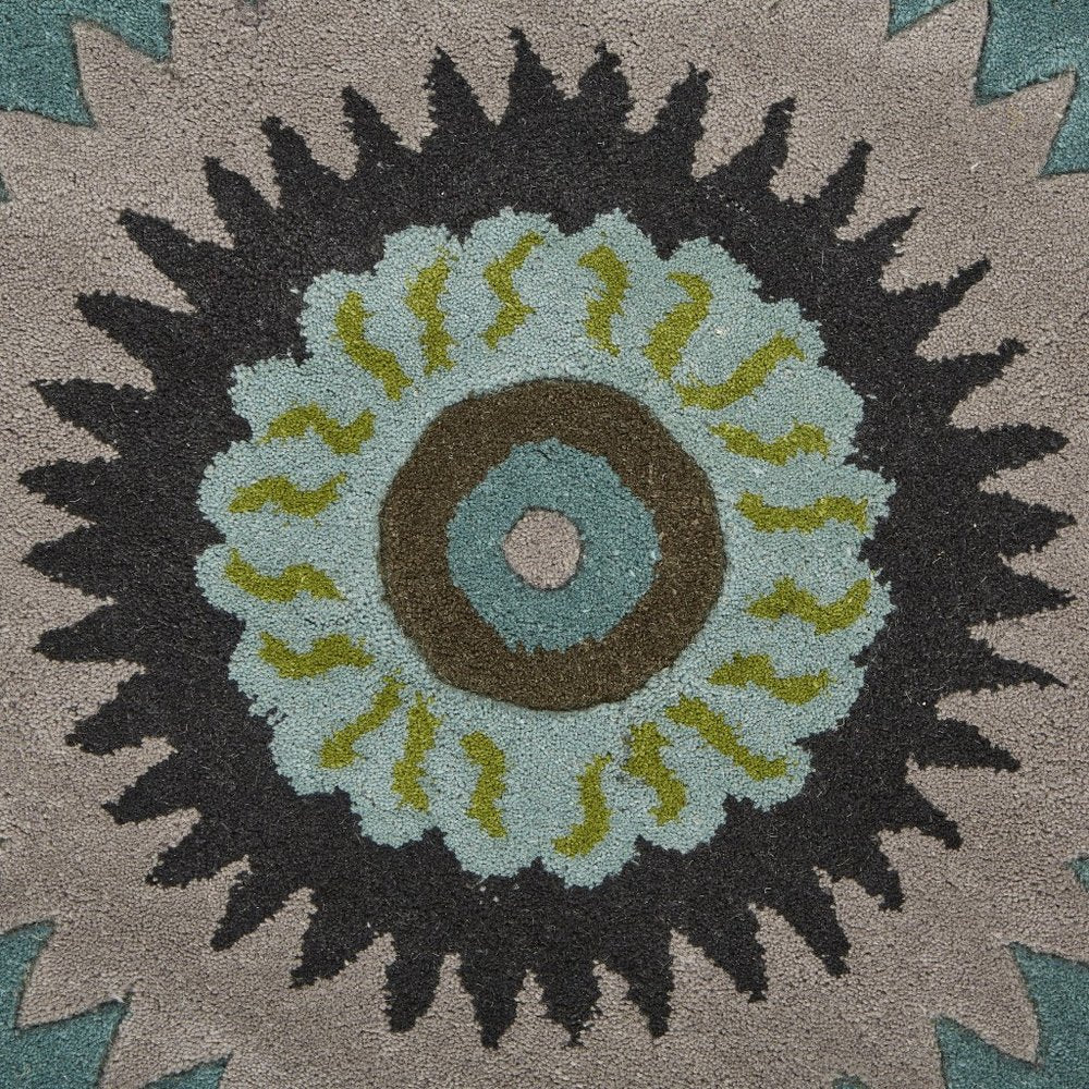 5' Green Wool Hand Tufted Round Rug