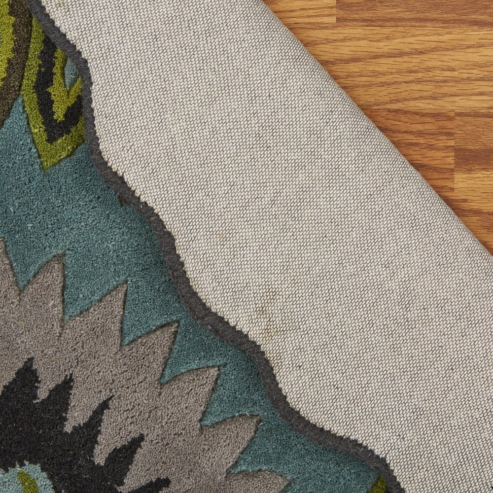 5' Green Wool Hand Tufted Round Rug