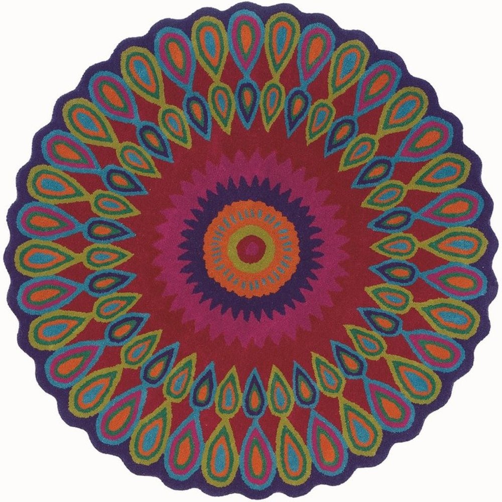 3' Pink Wool Hand Tufted Round Rug