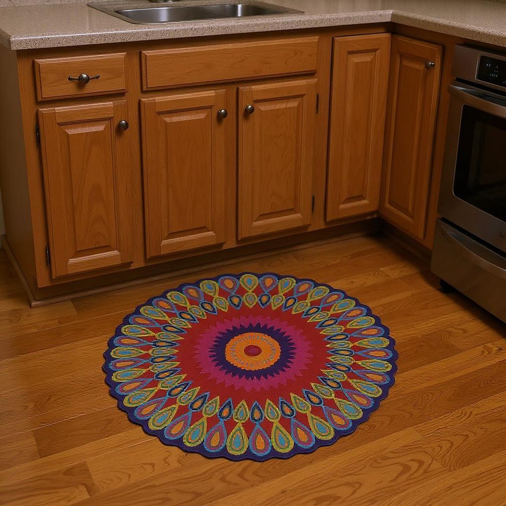 3' Pink Wool Hand Tufted Round Rug