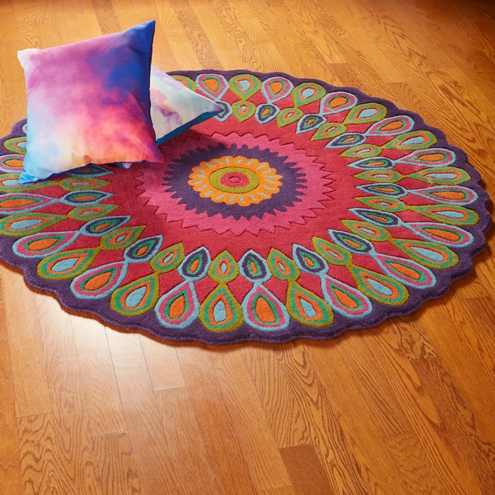 3' Pink Wool Hand Tufted Round Rug