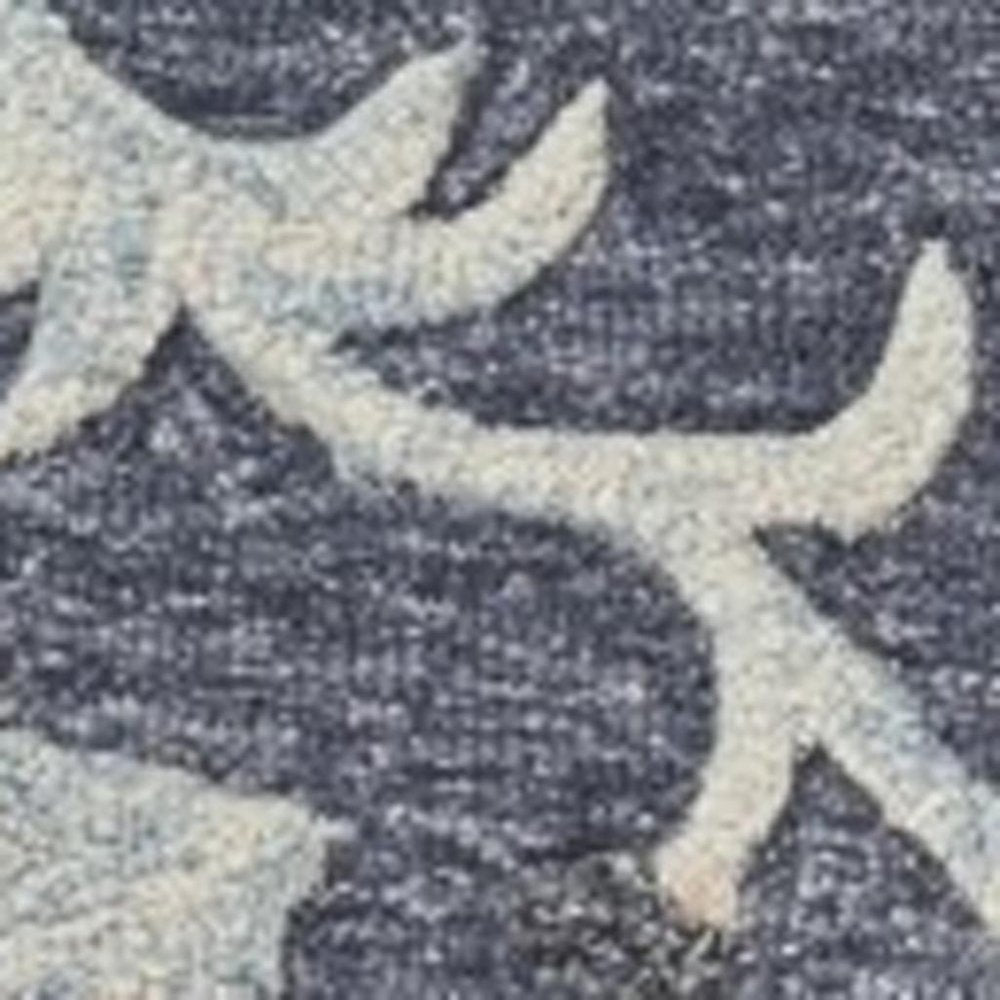 7' Blue And Gray Round Wool Hand Tufted Area Rug