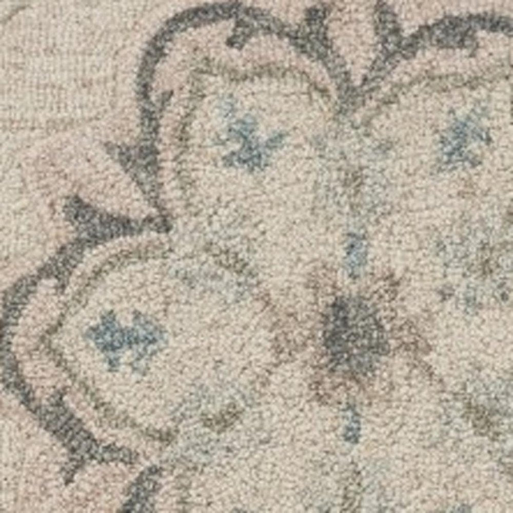 7' Blue And Ivory Round Wool Hand Tufted Area Rug