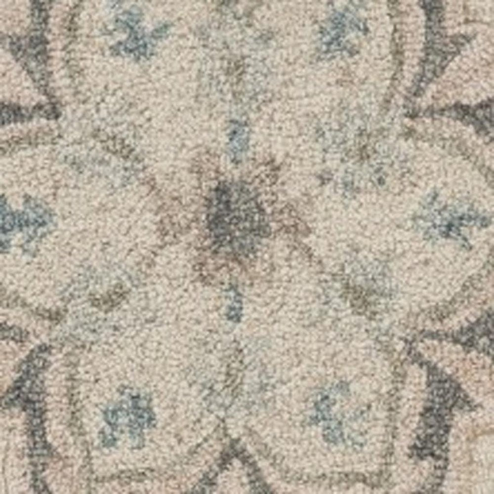 7' Blue And Ivory Round Wool Hand Tufted Area Rug