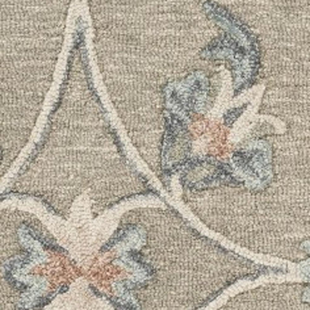 7' Gray Round Wool Hand Tufted Area Rug