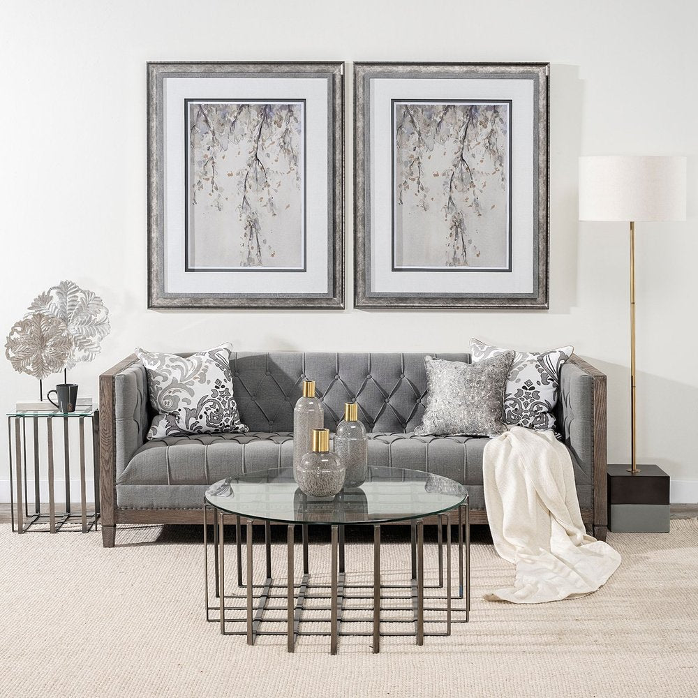 15" Brown Abstract Cylinder Crystal Glass Table Vase