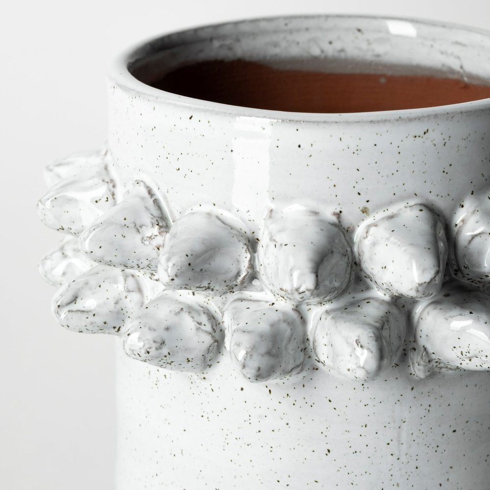 7" Gray Abstract Cylinder Spikey Ceramic Table Vase