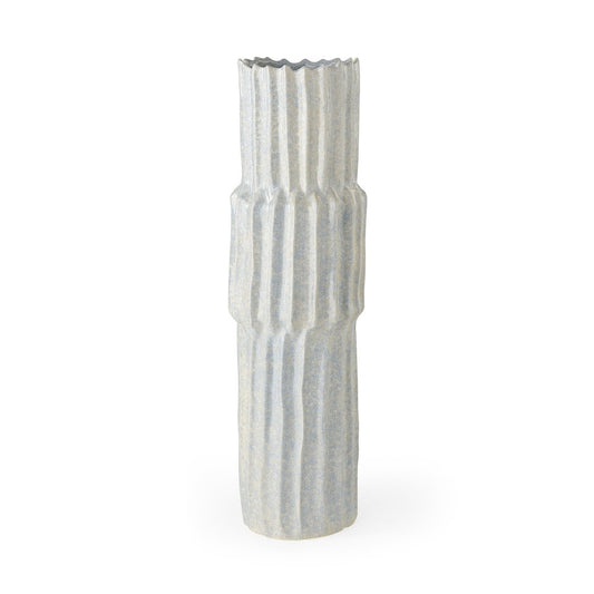 23" Gray Abstract Cylinder Ceramic Table Vase