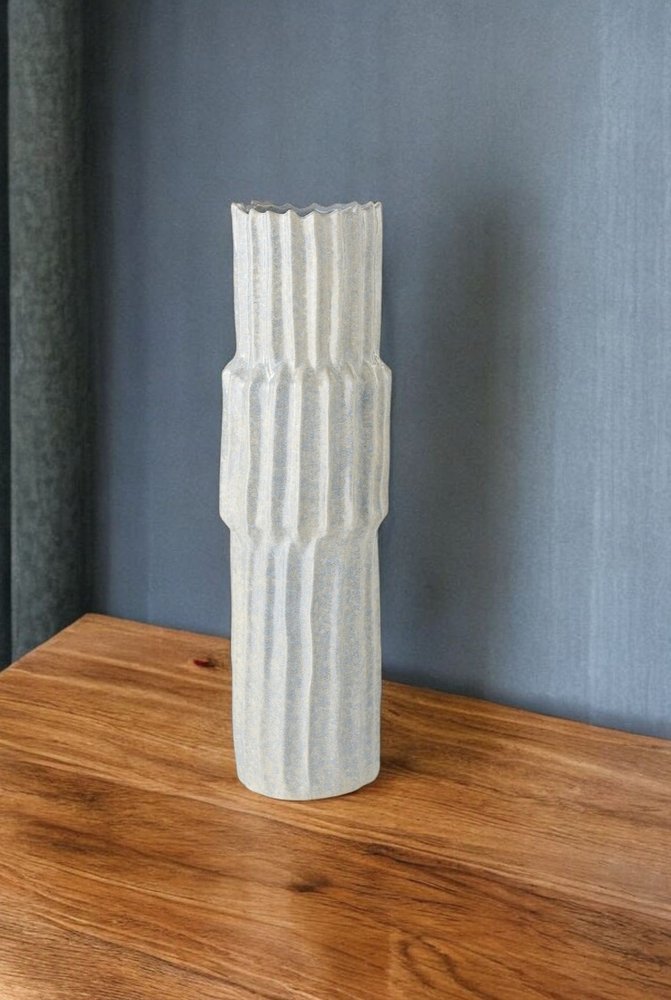 23" Gray Abstract Cylinder Ceramic Table Vase