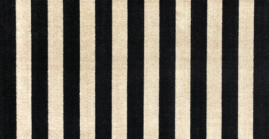 2' X 4' Black and Tan Wide Stripe Washable Floor Mat
