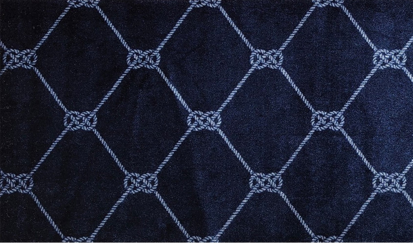 2' X 3' Blue And White Geometric Shag Area Rug