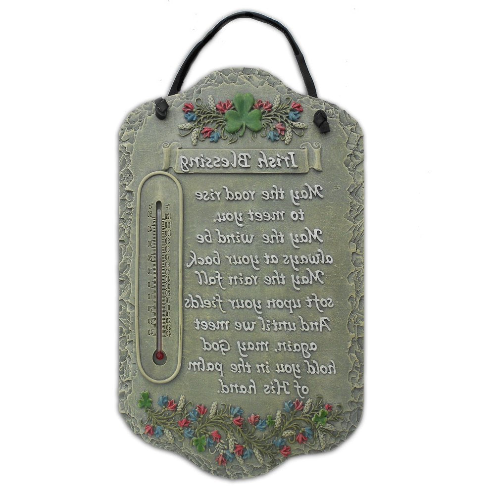 13" X 8" Gray Floral Irish Blessing Polyresin Wall Decor