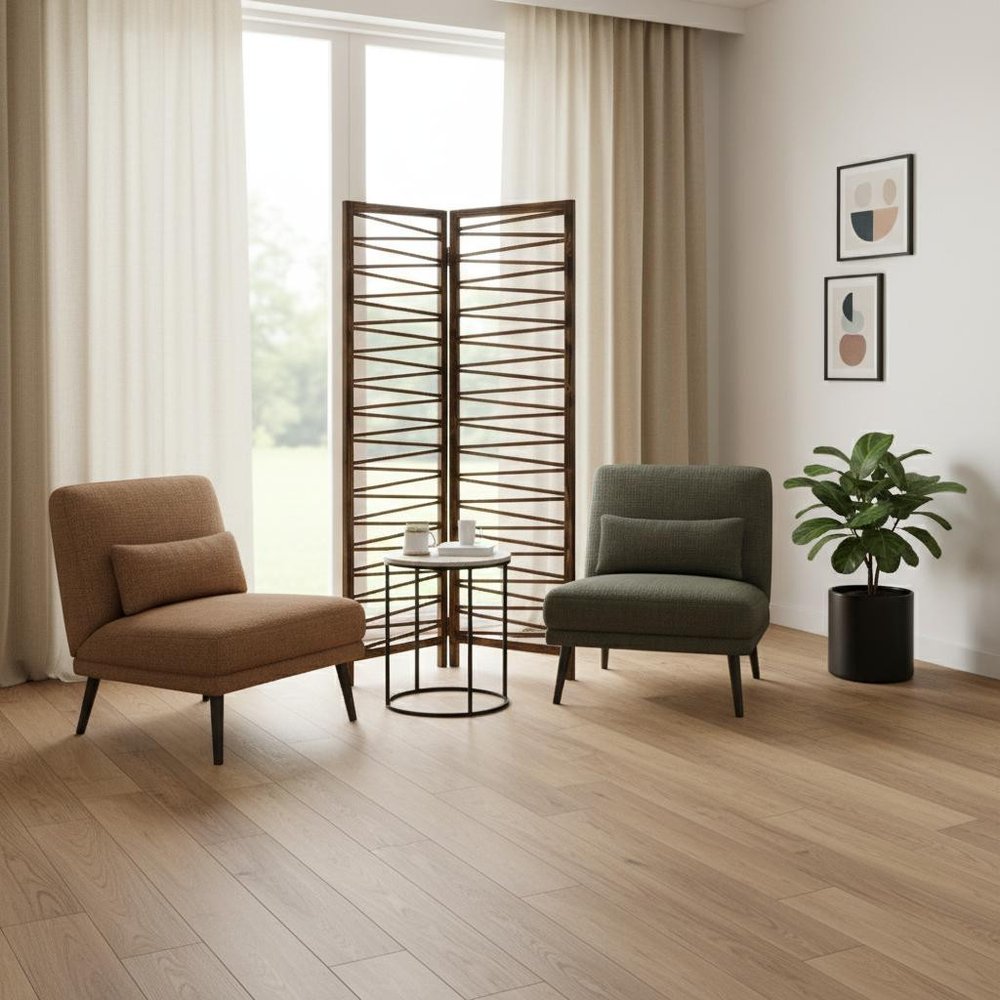 Rustic Geo Design Wood Three Panel Room Divider Screen