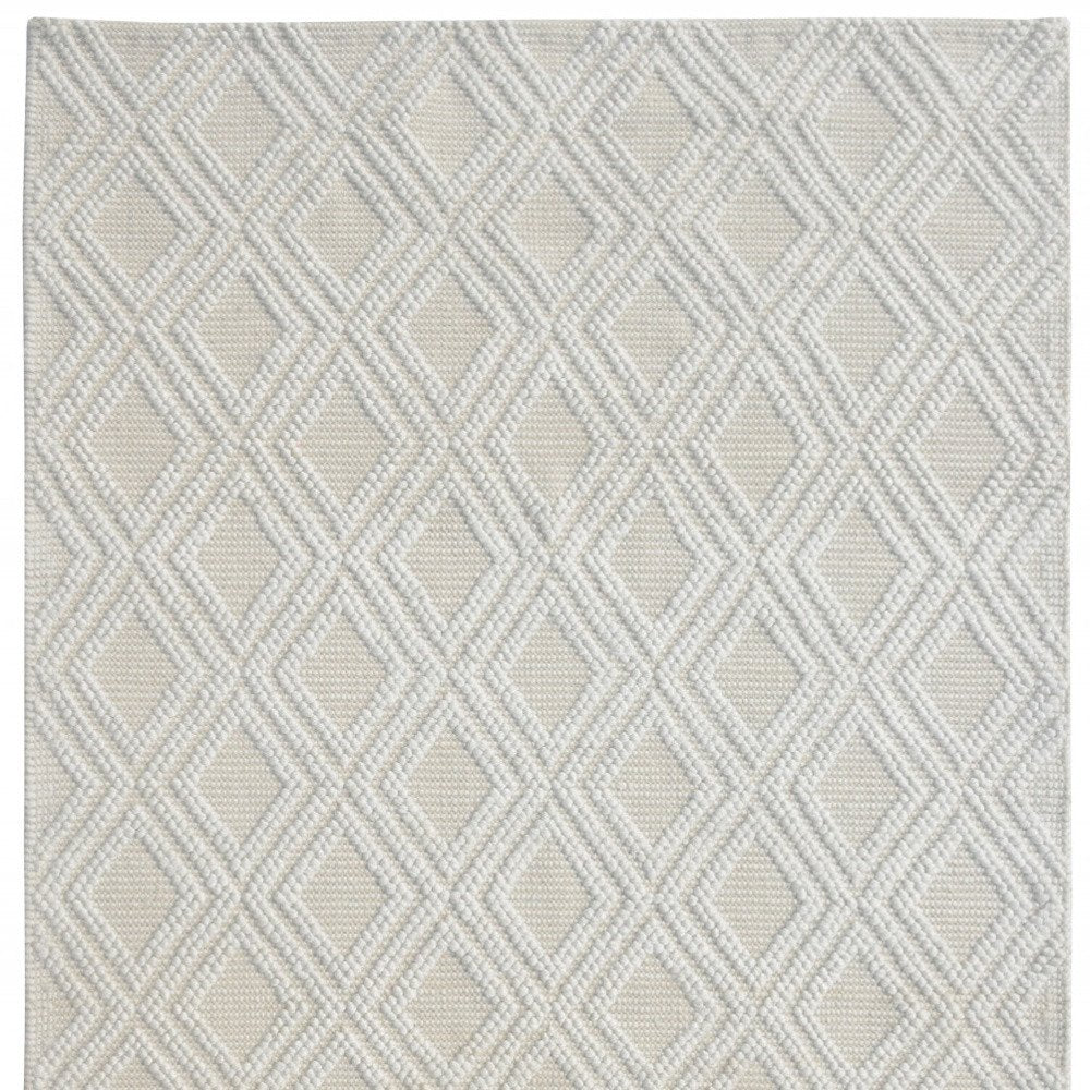 9' X 13' Ivory Diamond Lattice Modern Area Rug