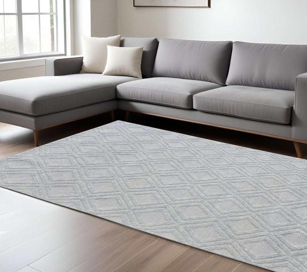 6' X 9' Gray Geometric Handmade Area Rug