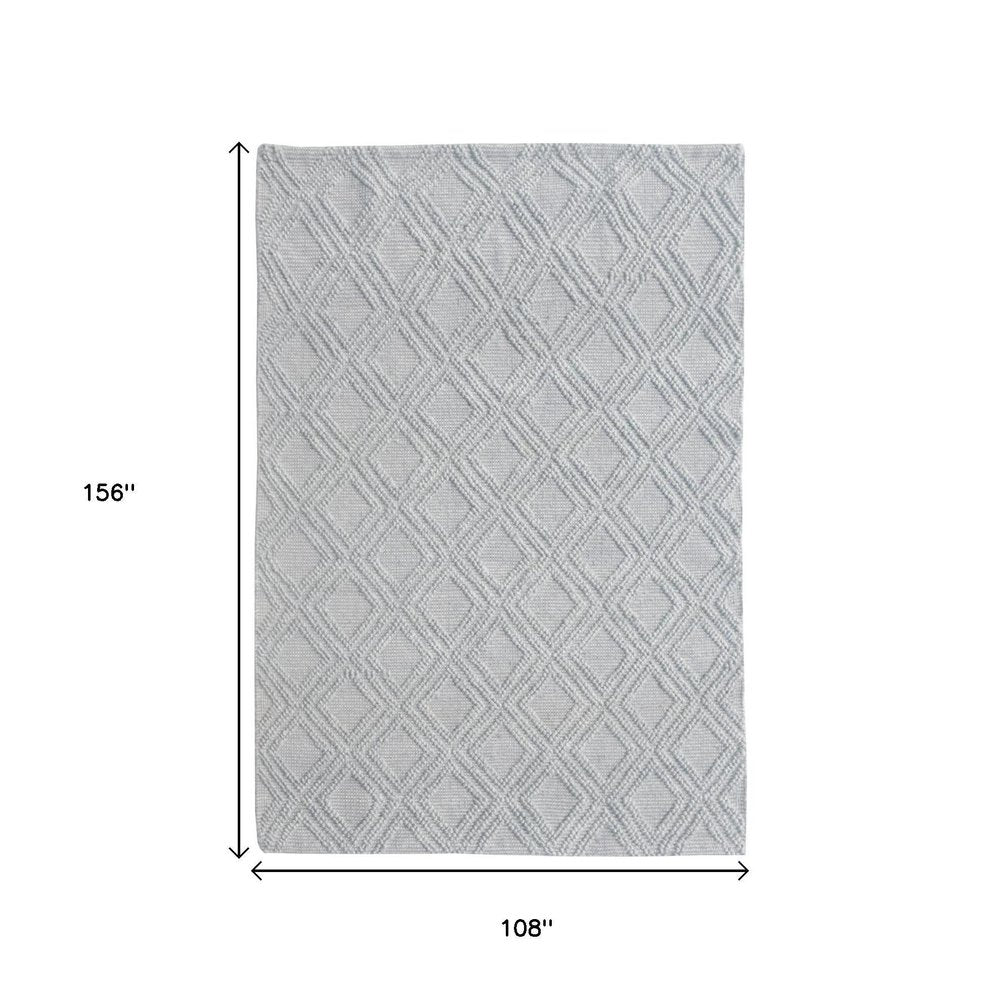 9' X 13' Gray Diamond Lattice Modern Area Rug