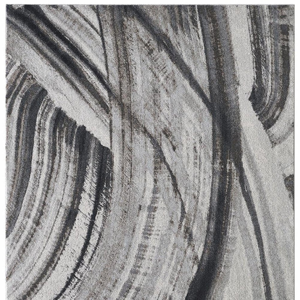 10' X 13' Gray Ivory Abstract Strokes Modern Area Rug