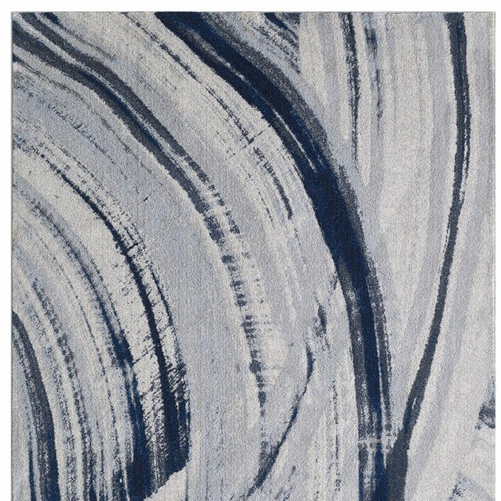 3' X 5' Ivory and Blue Abstract Area Rug