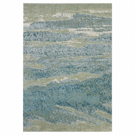 3' X 5' Blue And Green Abstract Area Rug