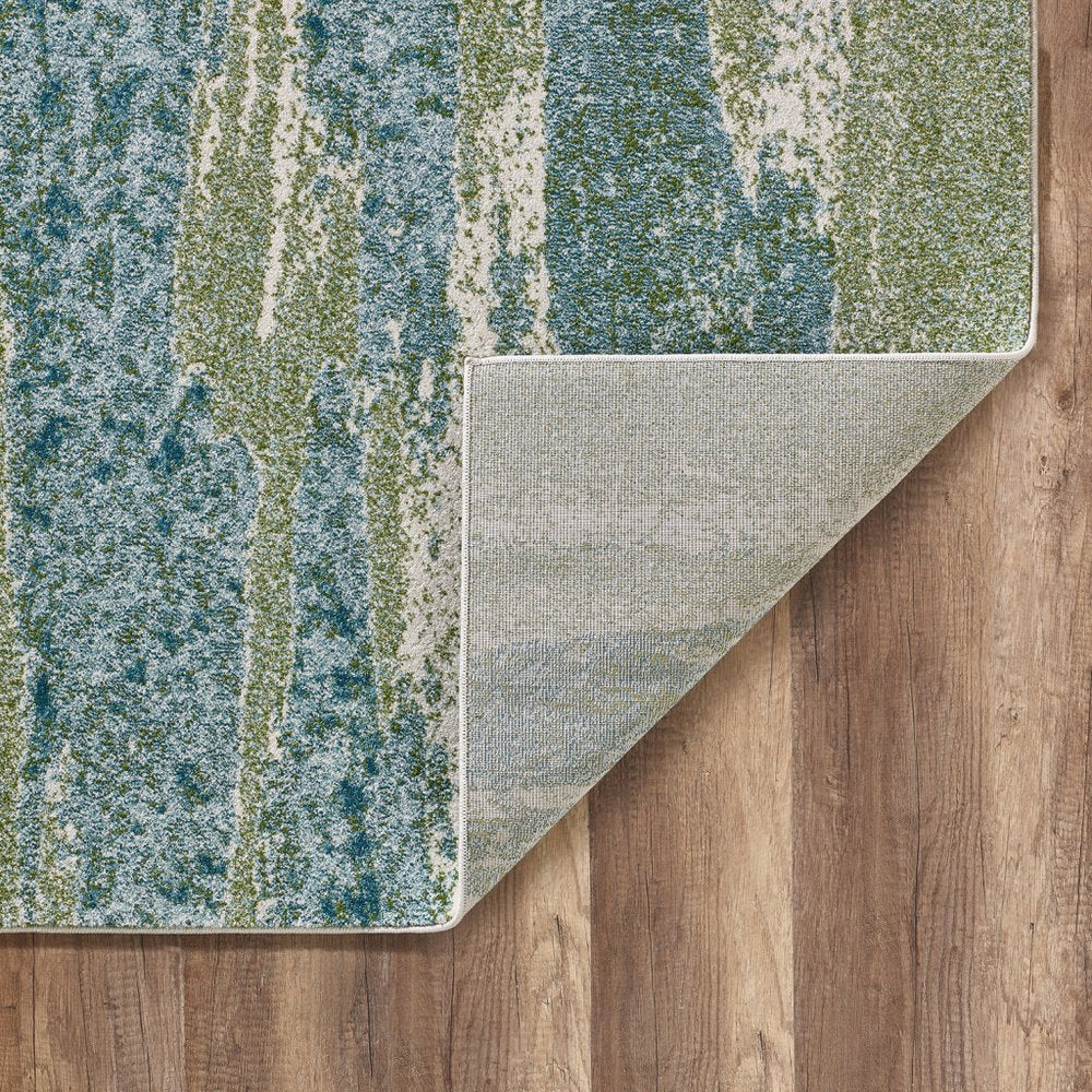 3' X 5' Blue And Green Abstract Area Rug