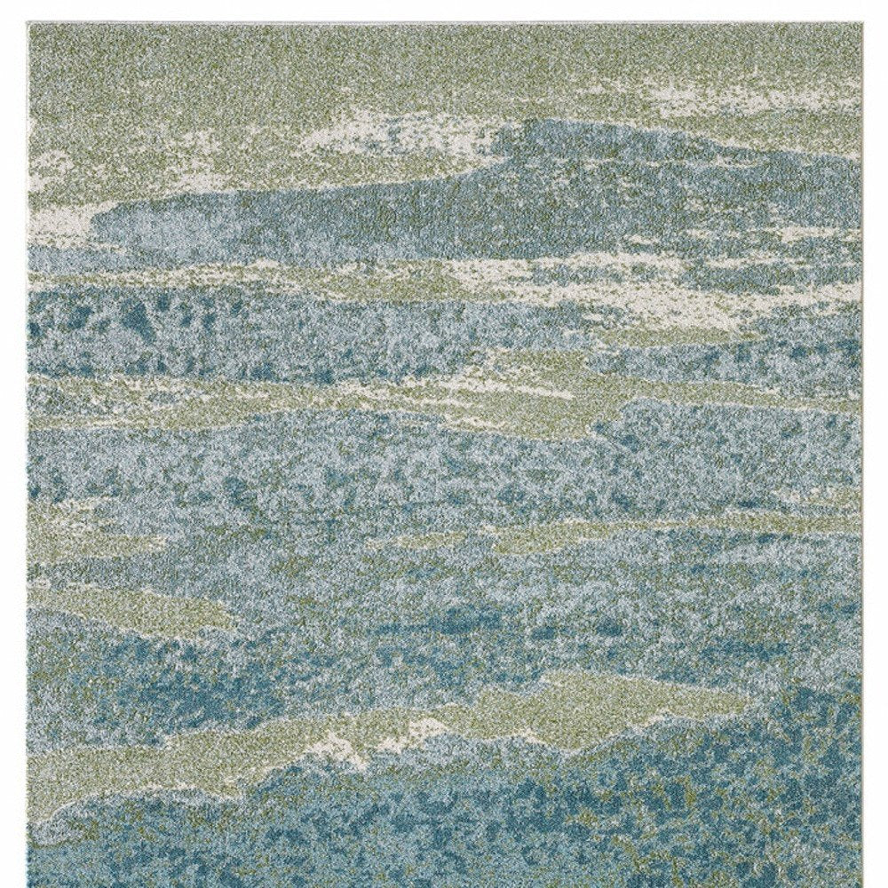 3' X 5' Blue And Green Abstract Area Rug
