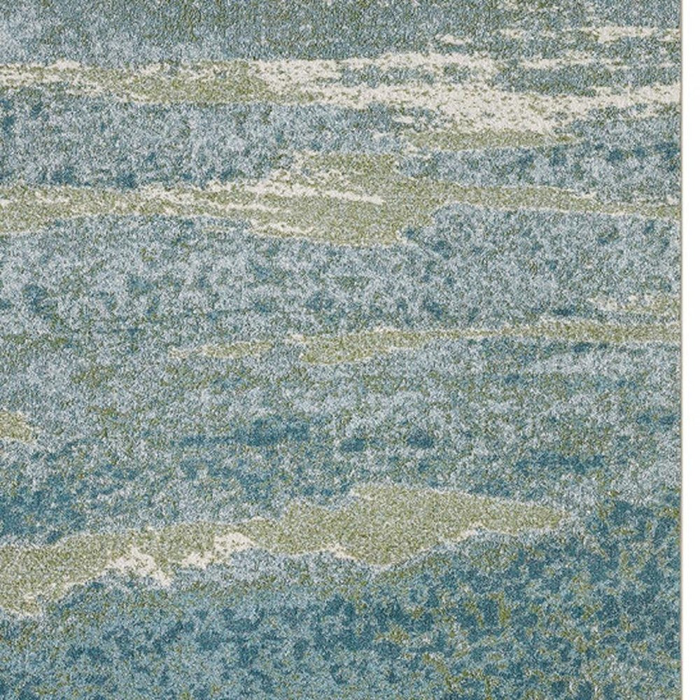 7' X 10' Blue And Green Abstract Area Rug