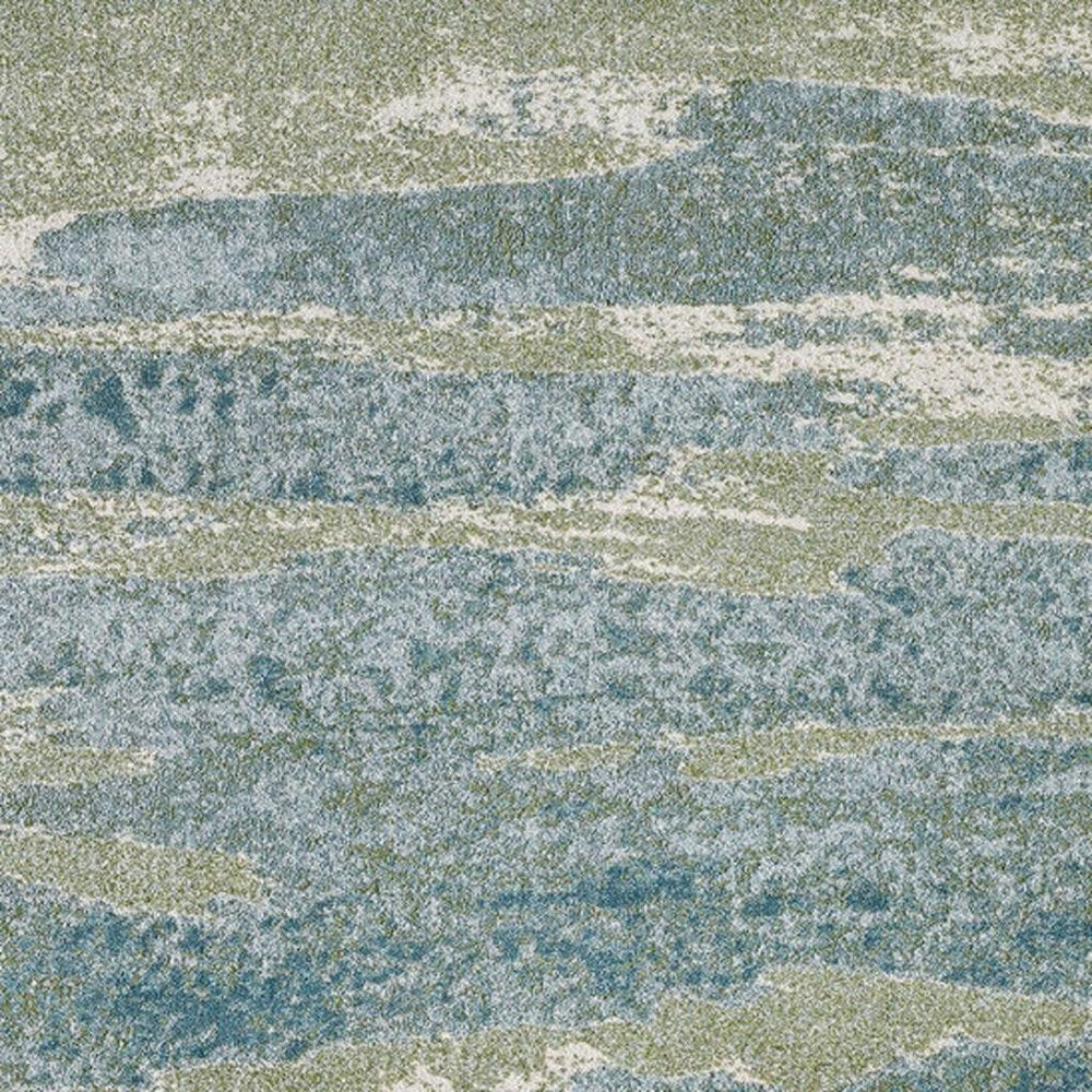 7' X 10' Blue And Green Abstract Area Rug