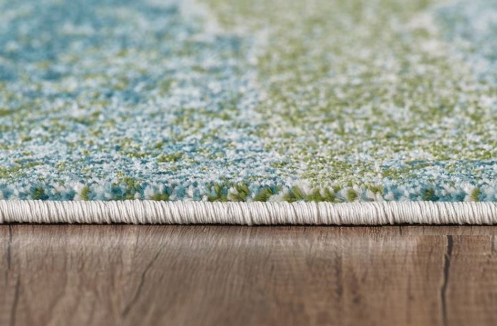 7' X 10' Blue And Green Abstract Area Rug