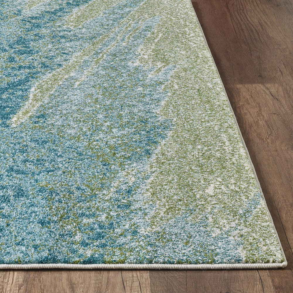 10' X 13' Blue And Green Abstract Area Rug