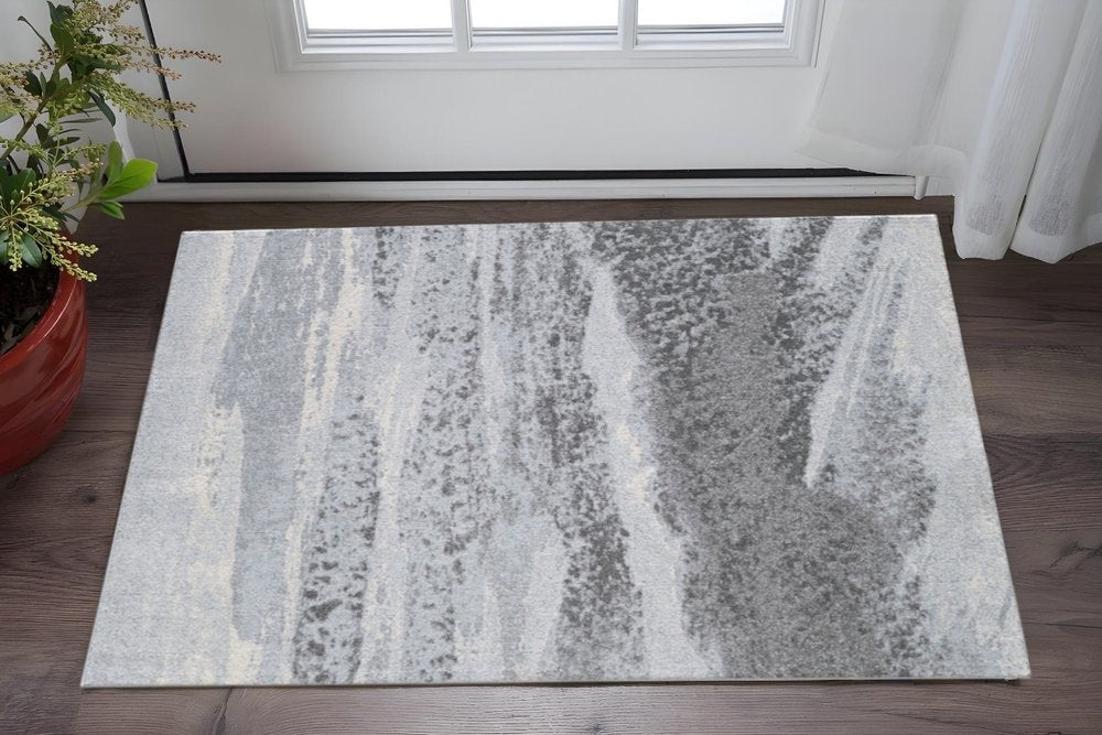 3' X 5' Blue and Gray Abstract Area Rug